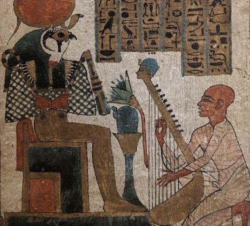 Représentation d'une harpe égyptienne sur la Stèle de Djedkhonsouioufânkh